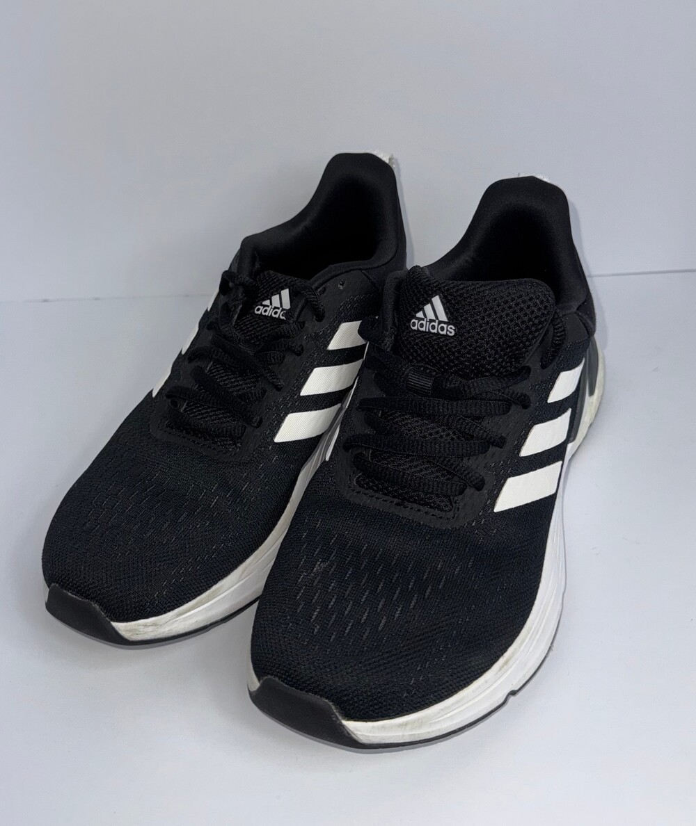 Adidas Running Shoes Size 4 Black White Mesh Sneakers